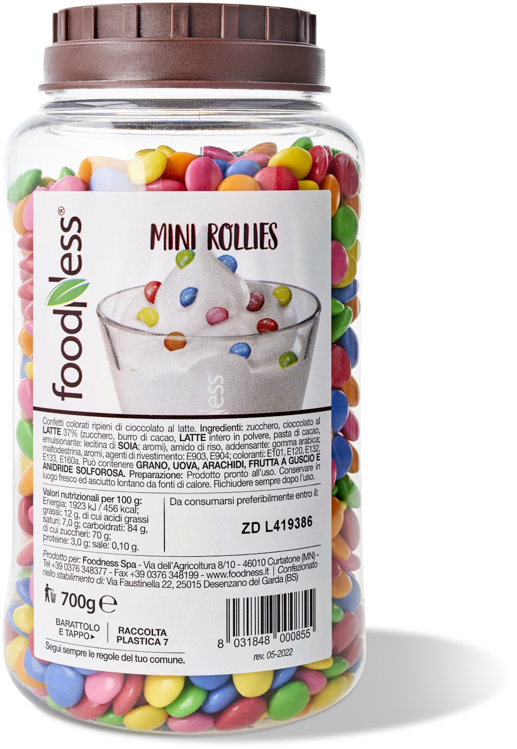 Foodness - Topping - Chocolate Mini Rollies 700g Verpackung