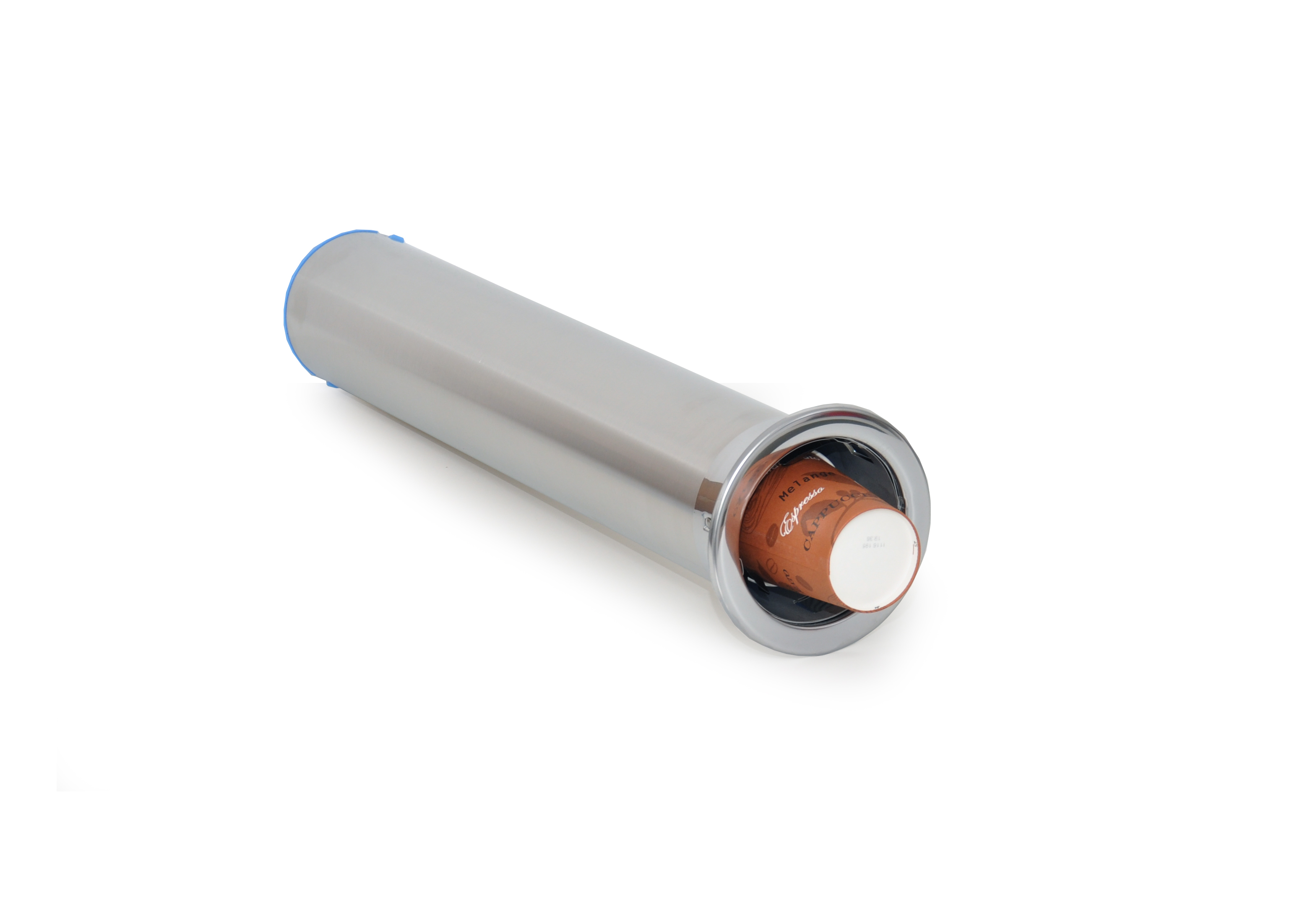 Einbau-Becher-Spender, Edelstahl, flach, 350-710 ml